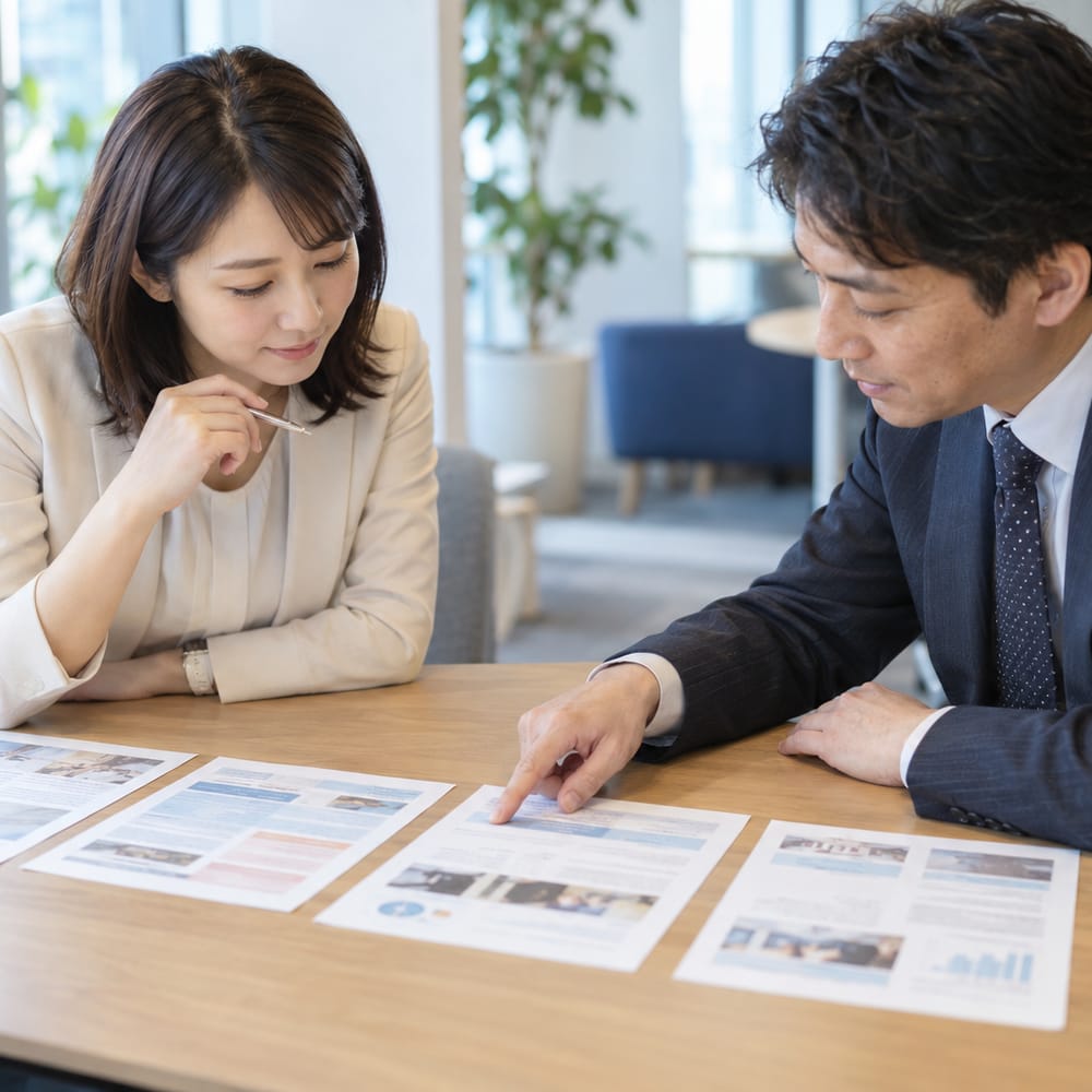 キャリアアドバイザーから複数の求人資料を見せてもらい比較する会計士